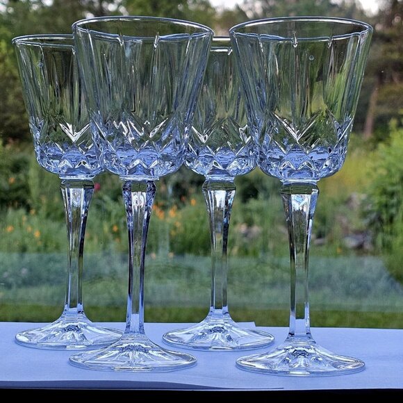 Block Olympic Crystal Wine Glasses 7.25" vtg square bowl fine cut glass (4) - Picture 6 of 10